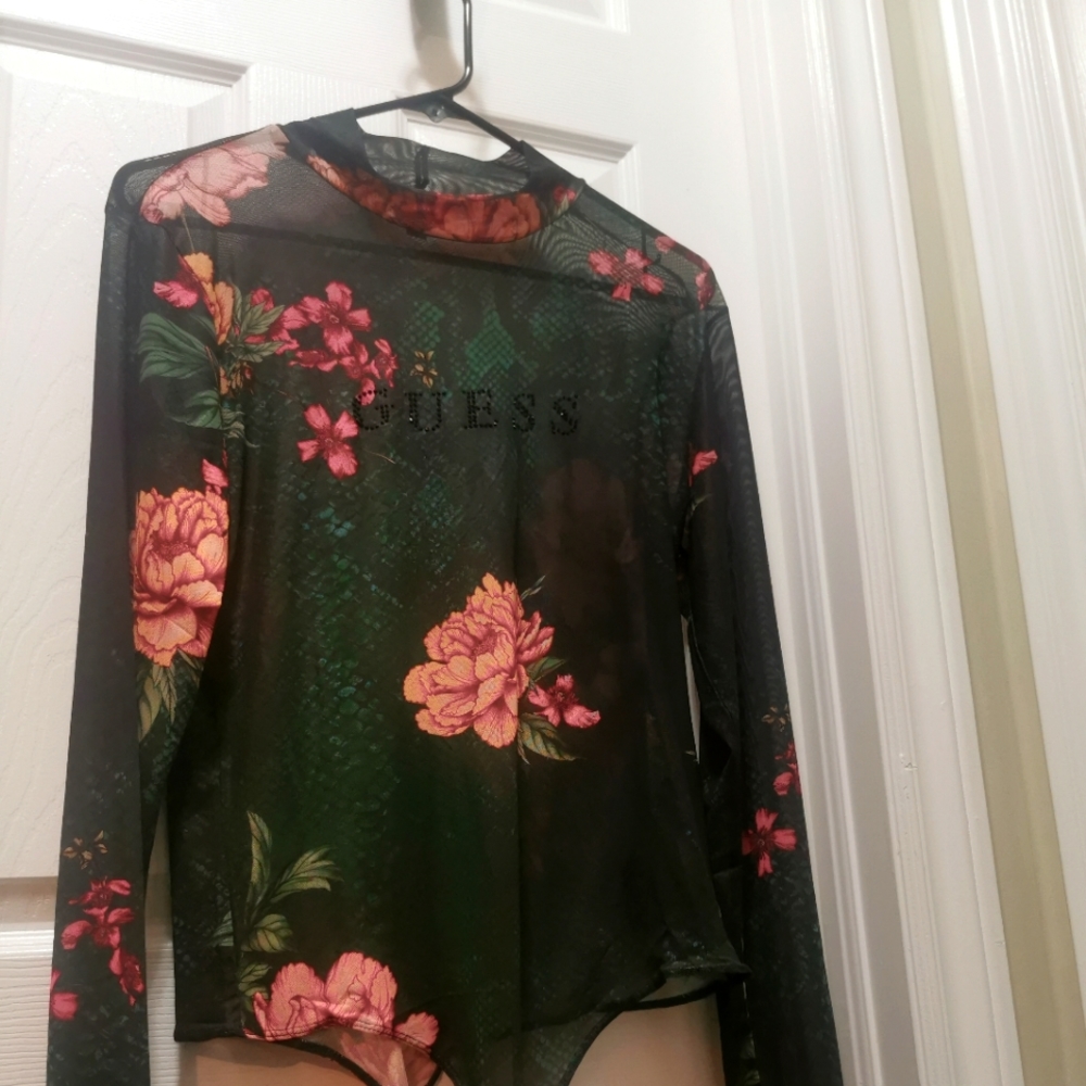 Green Sheer Floral Bodysuit